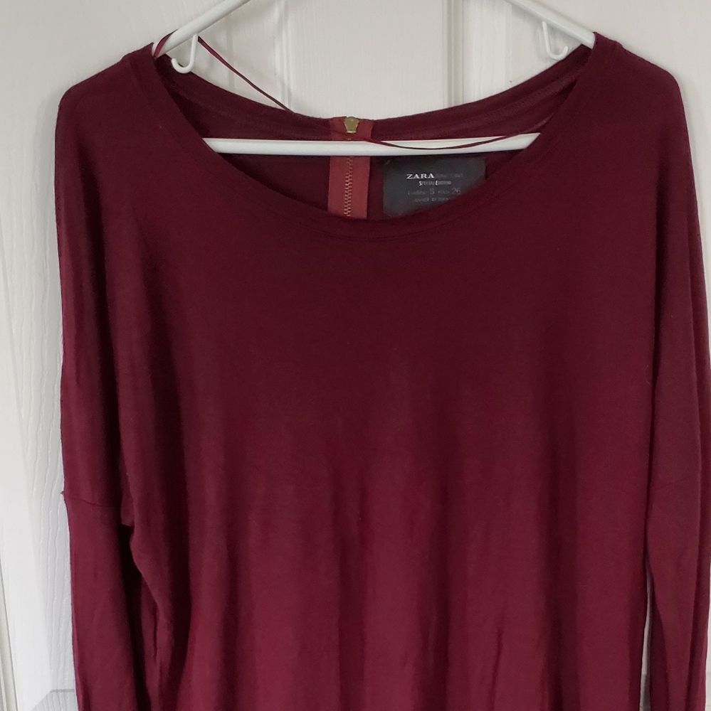 Long sleeve top with zipper on the back